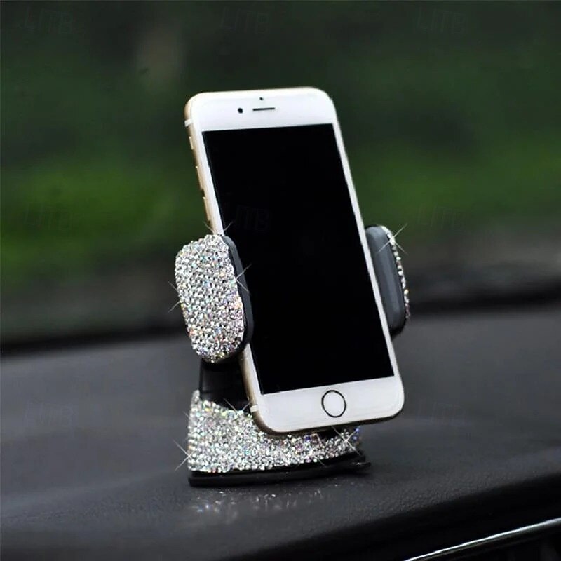 Car Adjustable Phone Holder Bling Air Vent Mount Multifunction Suction Cup Rotatable Cradle Dashboard Cellphone Stand for Navigation in Car Interior