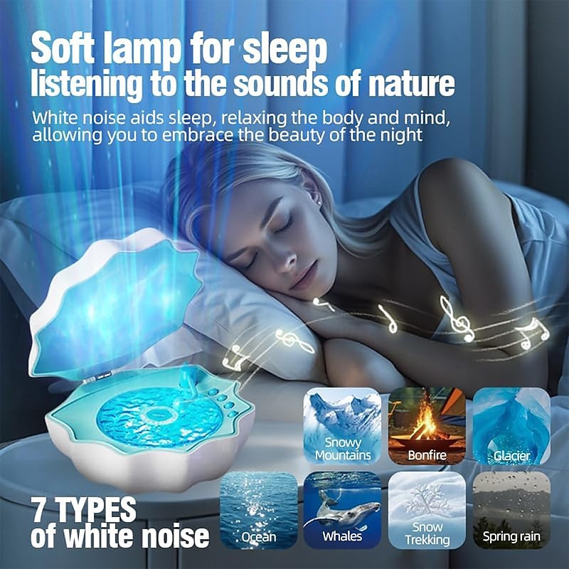 Northern Lights Projector Night light projector for bedroom Built-in Bluetooth Speaker White Noise Shell Night Light for Room Decor/Gift for Kids/Party/Music/Relaxation/Birthday3