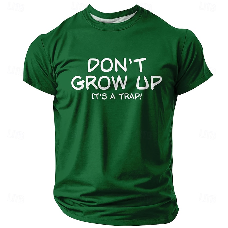 Men's Short Sleeve Red Funny Graphic T-Shirt: Don't Grow Up It's A Trap Lifestyle Humor3
