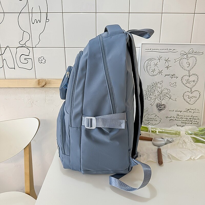 Teen Black School Backpack with Patch Design and Pouch – Stylish Bookbag for Middle & High School Students, Back to School Ready4