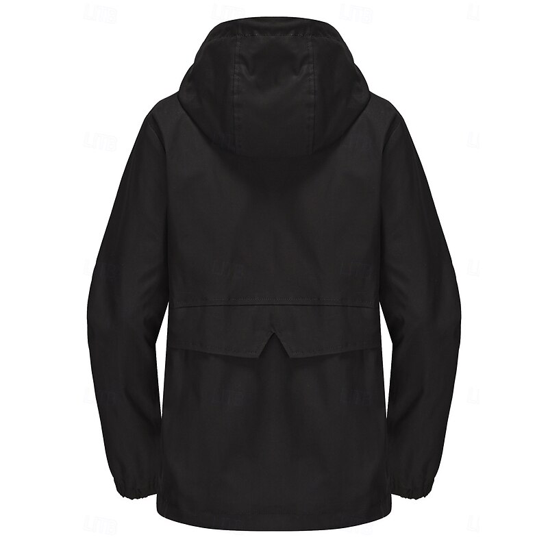 Women's Trench Coat Hoodie Jacket Comfortable Breathable Zipper Pocket Casual Plain Vacation Street Daily Wear Going out Zipper Regular Hoodie Regular Fit Long Sleeve Outerwear Black Yellow Wine4