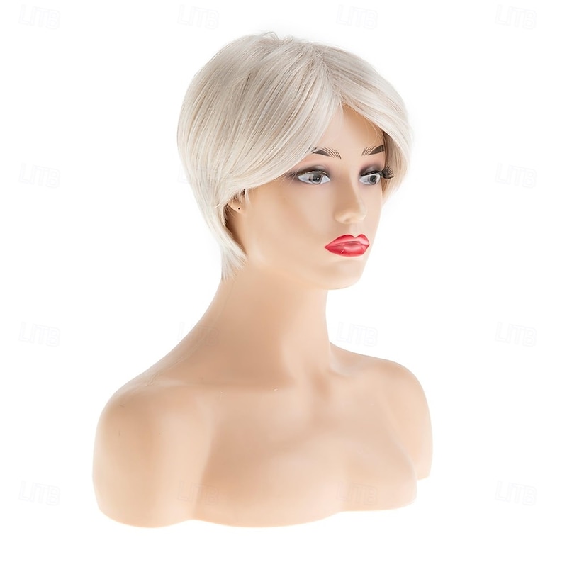Sallcks Short Blonde Wig for White Women Pixie Layered Natural Looking Synthetic Hair Wig for Daily Party Halloween2
