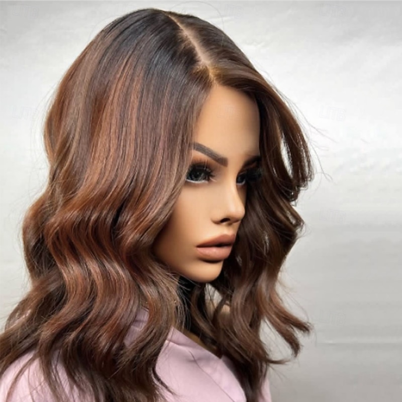 Remy Human Hair 5x5 Closure 13x4 Lace Front Wig Short Bob Brazilian Hair Wavy Multi-color Wig 150% 180% Density with Baby Hair Ombre Hair Highlighted / Balayage Hair 100% Virgin Glueless For Women4