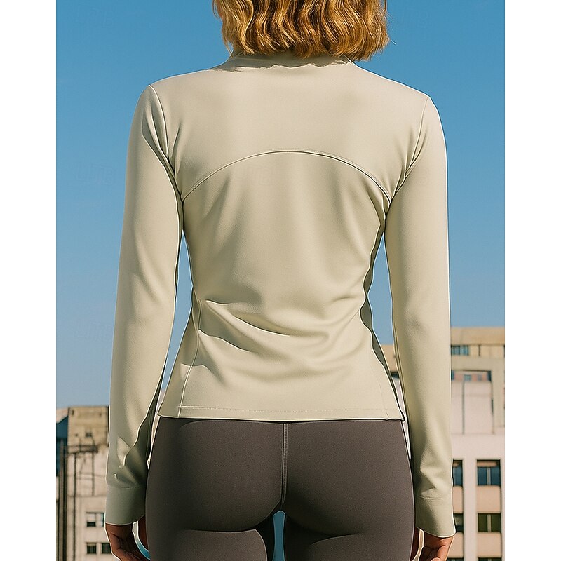 Women's Outdoor Jacket Trackshirt Pocket Full Zip Long Sleeve Top Athleisure Fall Solid Colored Soft Lightwear Breathable Outdoor Running Yoga Sportswear Activewear Green3