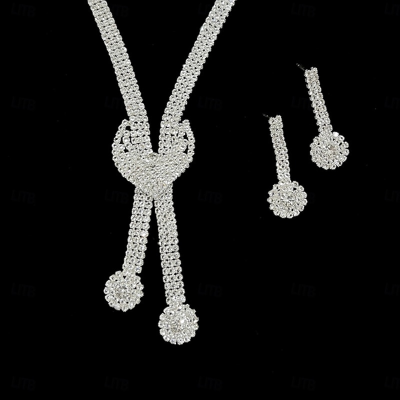 Bridal Jewelry Sets One-piece Suit Alloy Earrings Necklace Women's Stylish Luxury Cute Geometrical Joy Geometric Jewelry Set For Party2