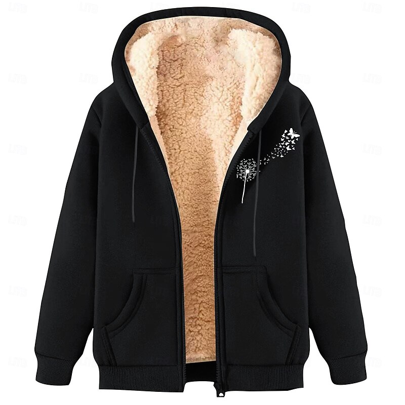Men's Full Zip Hoodie Zip Up Hoodie Fleece Jacket Fleece Hoodie Apricot Black Wine Red Blue Hooded Plain Graphic Prints Dandelion Zipper Pocket Sports & Outdoor Casual Daily Polyester Streetwear
