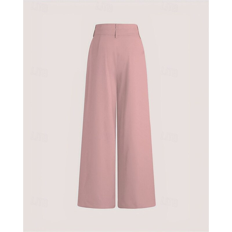 Women's Wide Leg Pants Trousers Palazzo Pants Fashion Streetwear Full Length High Waist Plain Breathability Comfortable Street Daily Wear Going out Black Pink Apricot Gray Summer Spring Regular Fit