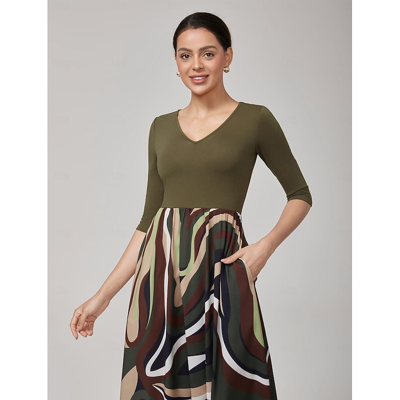 Camouflage Patchwork Modal Knitted Maxi Dress4