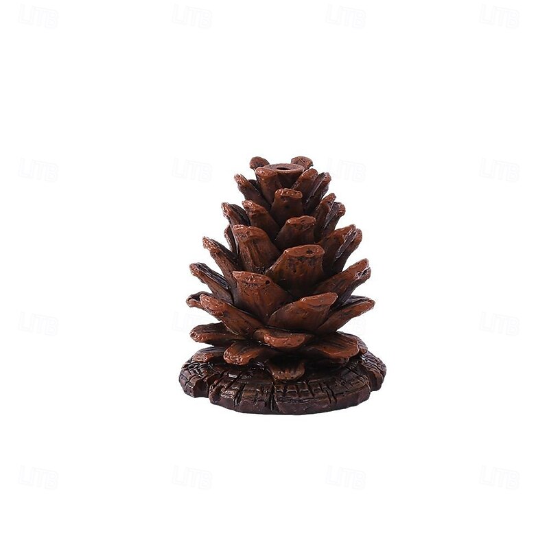 Incense Holder Pine Cone Design Resin Base Realistic Zen Decor for Tea Table Desktop Aromatherapy Cone Stick Burner Tray Creative Meditation Ornament Display Accessory3
