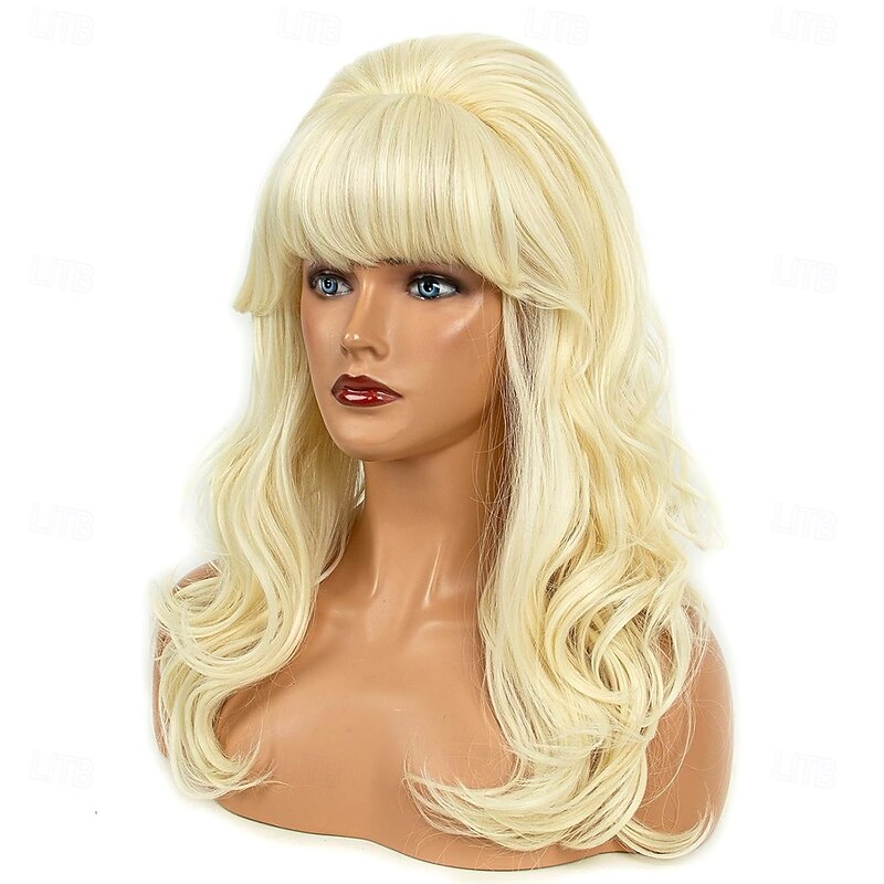 Vintage Big Bouffant Beehive Wig - Long Blonde Curly Hair for 60s 70s Costume Halloween & Retro Cosplay Women's Party3
