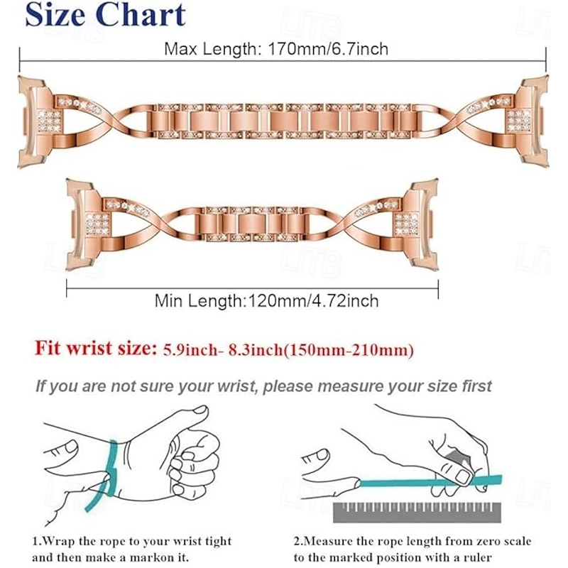 Watch Band for Samsung Galaxy Watch 8 40/44mm Watch 8 Classic 46mm Watch Ultra 47mm Stainless Steel Replacement  Strap Glitter Bling Diamond Jewelry Bracelet Wristband4