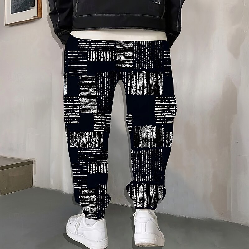 Men's Paisley Color Block Sweatpants Joggers Trousers Mid Waist Drawstring Elastic Waist Ethnic Casual Jogging Streetwear Workout Athletic Sweatpants with Pockets Spring Fall 3D Print Black 1 Black4