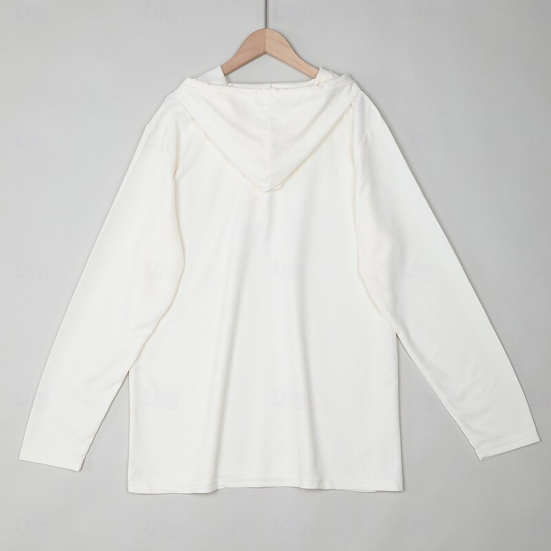 Men's Waffle Shirt T Shirt Tee Top Long Sleeve Shirt Long Sleeve Hoodie Hooded Fall Spring &  Fall Plain Fashion Designer Basic Hooded Vacation Street Casual White khaki Light Grey Top Tee for Men3