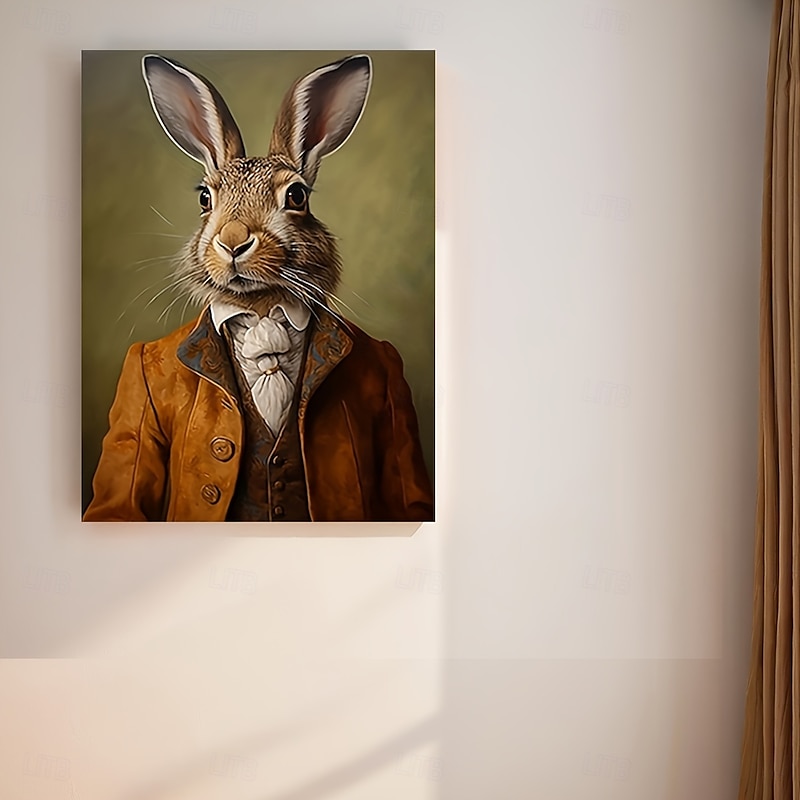 Vintage Rabbit Canvas Art Funny Creative Frameless Wall Decor for Home Office Cafe & More3
