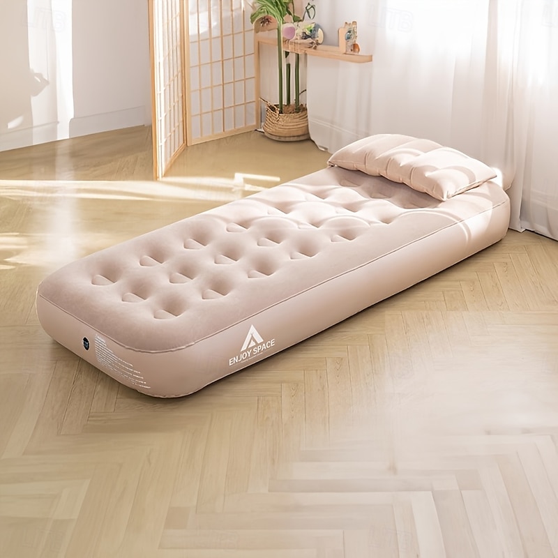 1pc Portable Lightweight Inflatable Bed  Outdoor Tent Camping Single Sleeping Pad Standard Soft Inflatable Mattress Can Be Used at Home for Floor Nap Without Pump4