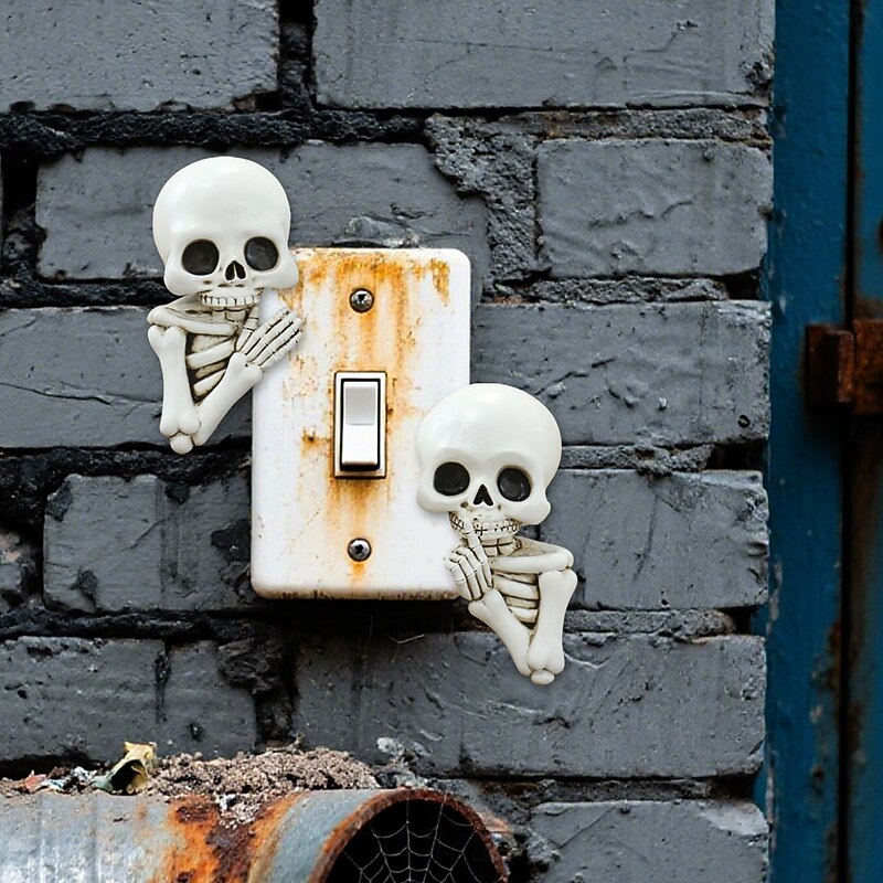 Halloween Resin Skeleton Light Switch Wall Decor, Spooky Home and Office Decoration for Halloween Atmosphere, Festive Wall Ornament4