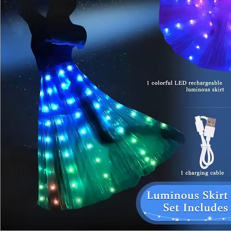 New LED Dance Skirt for Adult Belly Dance Performance Props White Light Luminous Dancewear Halloween Party Dance Stage Costumes4