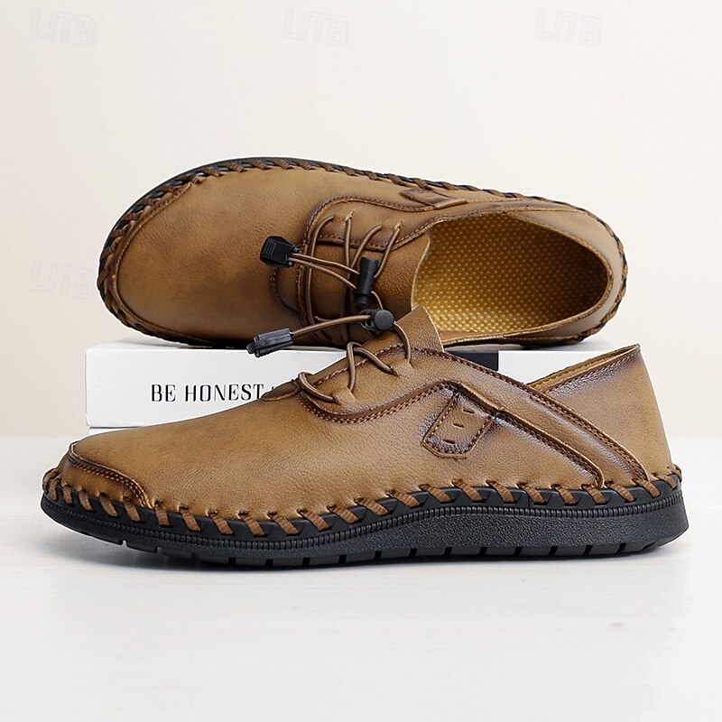 Men's Casual Slip-On Moc Toe Shoes – Soft Sole Hand-Stitched Design for Driving, Travel & Everyday Comfort2