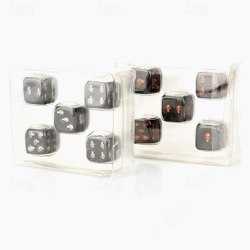 5pcs/Set Halloween Skull Resin Dice Gold and Silver Skull Design Gaming Dice Set for Bar Party Nightclub Board Games Unique Gothic Resin Craft Accessories3