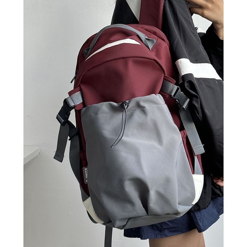 Unisex Colorblock Backpack with Large Front Pocket – Casual Travel and School Bag for College Students and Daily Commute - Main Image
