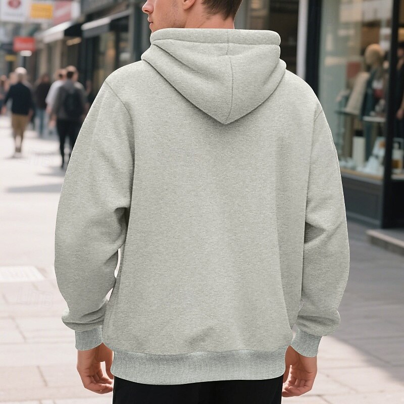 Men's Hoodie Full Zip Hoodie Fleece Hoodie Apricot Black Army Green Navy Blue Light Grey Hooded Plain Pocket Sports & Outdoor Daily Holiday Polyester Streetwear Basic Casual Fall Winter Clothing3