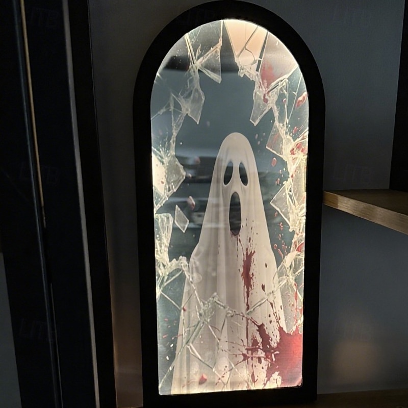 1 Pc Ghost Holographic Mirror Halloween Creative Mischief Mirror Wall Decoration USB Power Switch Control