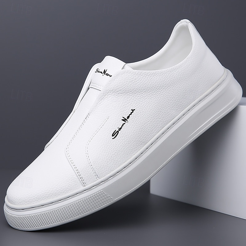 Men's White Slip-On Sneakers Minimalist Casual Shoes for Daily Wear Travel and Work