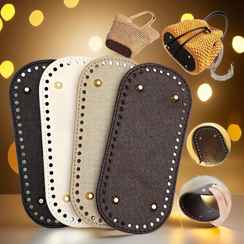 Crochet Bag Bases 3.94*8.66inch with Holes - Assorted Colors, Long Oval Shape for DIY Shoulder Bags & Crafts, Random Colors, Purse Shapers