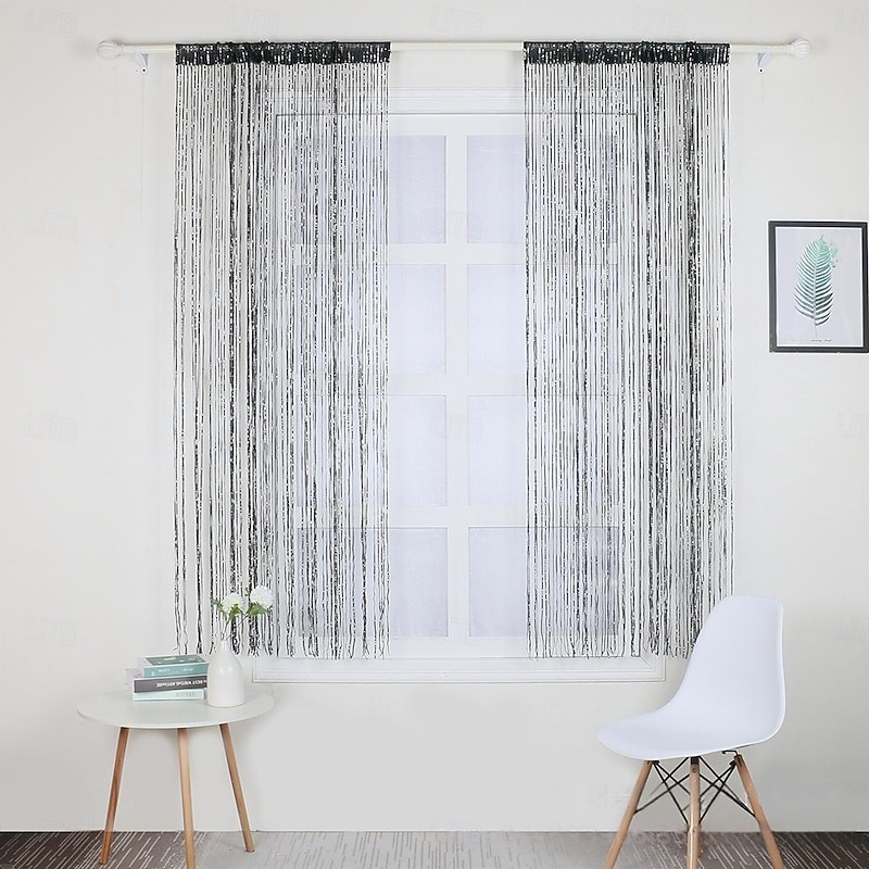 Curtain Drapes Korean Style Embroidered Tassel Curtains Decorative Sheer Door & Room Divider for Living Room, Wedding, Home Decor
