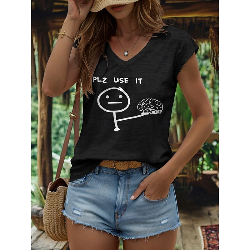 Women's Graphic Letter Camisole Tank Top Vintage Stylish Classic Sleeveless Short Sleeve V Neck Regular Tops Daily Vacation Wear Print Black White Yellow Red Blue Summer Spring