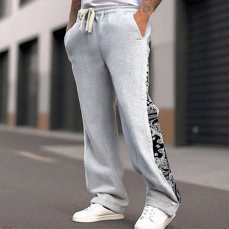 Men's Sweatpants Tear Away Pants Trousers Pocket Elastic Waist Drawstring Cashew nuts Comfort Sports Outdoor Daily Fashion Casual Black Gray Micro-elastic