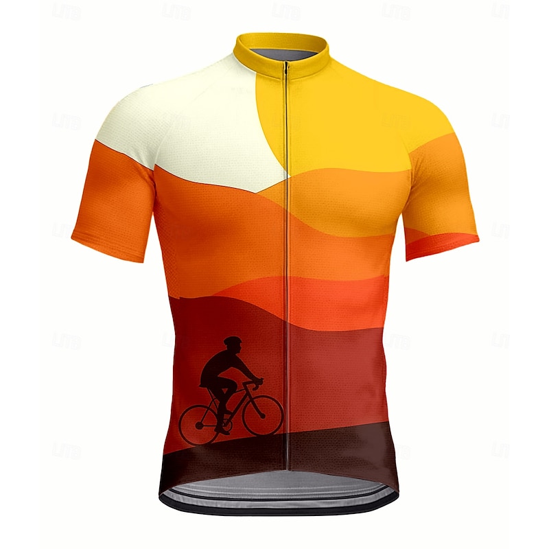 Men's Cycling Jersey with Bib Tights Cycling Jersey with Tights Cycling Jersey Graphic Geometric Short Sleeve Bike Jersey Top with 3 Rear Pockets UV Resistant Quick Dry Front Zipper Reflective Strips
