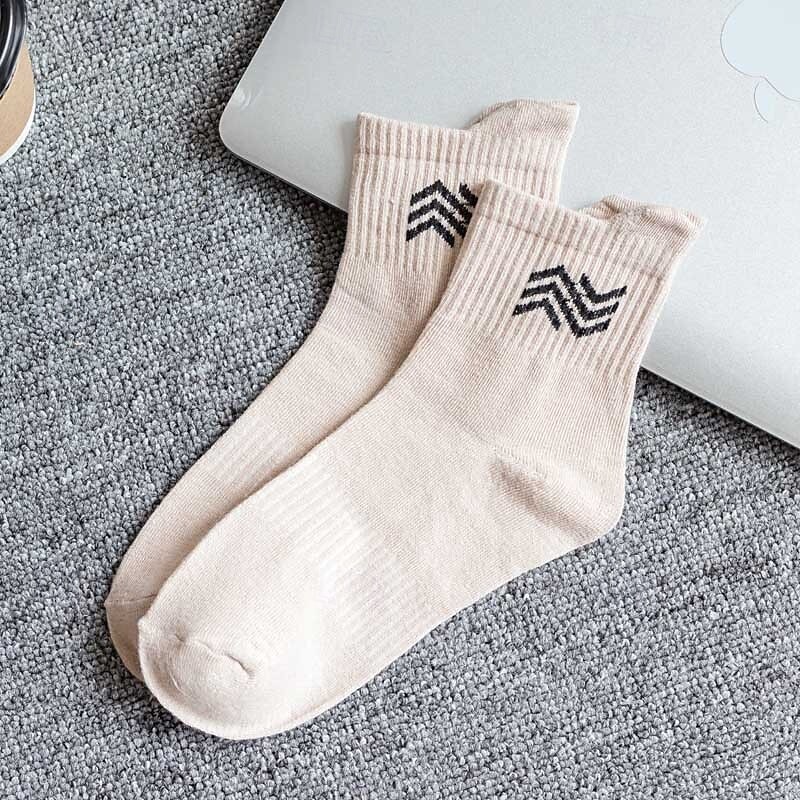 Men's 5 Pairs Multi Packs Socks Running Socks Casual Socks Black White Color Plain Line Vacation Sports & Outdoor Daily Basic Medium Spring Fall Fashion Casual3