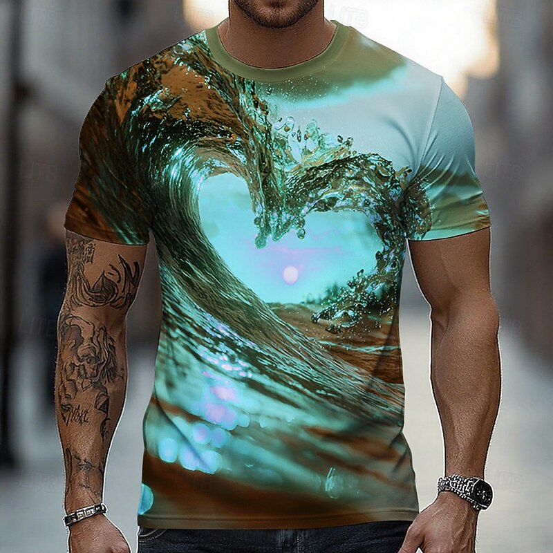 Men's Optical Illusion 3D T Shirt Short Sleeve T shirt 3D Print Crew Neck Shirt Exaggerated Designer Party Street Casual Pink Blue Purple Summer Spring All Seasons Clothing Apparel S M L XL XXL XXXL3