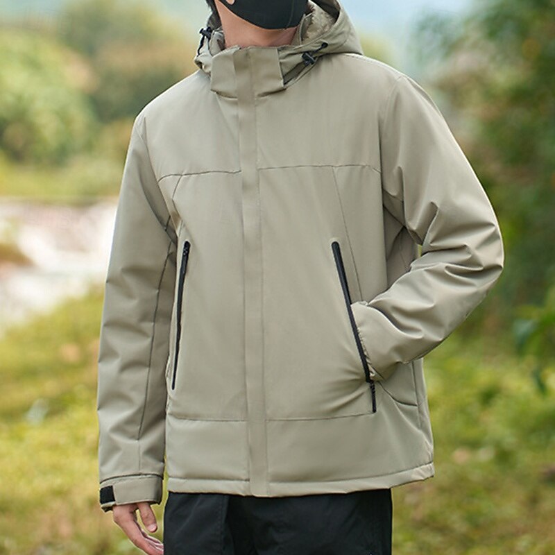 Men's Softshell Jacket Hiking Jacket Thermal Jacket Outdoor Waterproof Windproof Hiking Outfits Hiking Clothes Winter Autumn / Fall Top Camping / Hiking / Caving Running Solid Color Black Green Dark