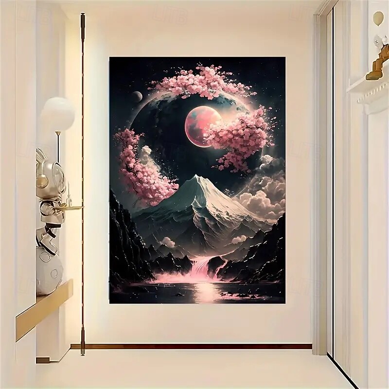 1 Piece Of Frameless Japanese Landscape Neon Canvas Art Modern Poster Large Wall Decoration For Living Room And Bedroom Frameless Artwork4