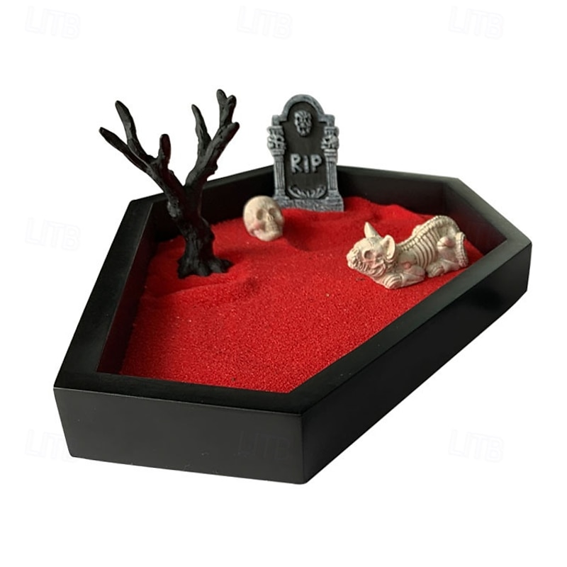 Tray Garden with Sand Spooky Goth Decor for Tables Desk Home Red Creepy Set Home Decor Other Home Decor4