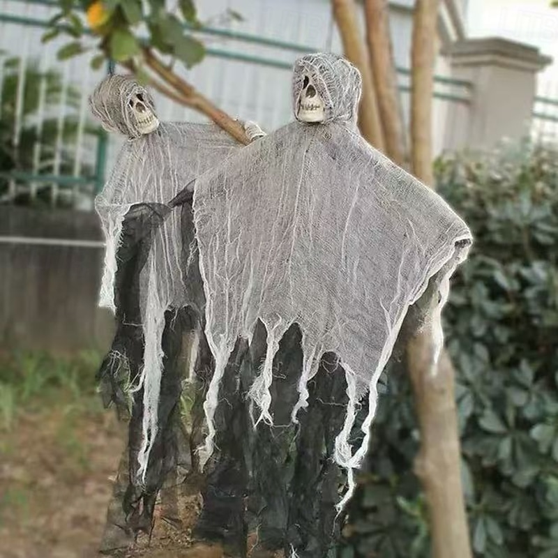 Halloween Large Hanging Ghost Scary Skull Decoration, Haunted House and Escape Room Prop, Witch and Horror Scene Setup for Bar, KTV, Party, Spooky Halloween Decor4