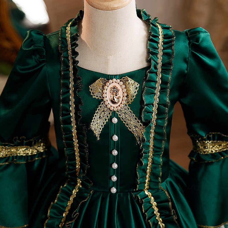 Rococo Princess Fancy Maxi Party Costume Accessories Bell Sleeve Belle Bow Retro Ball Gown Point Fancy Dress Girls' Royal Christmas Halloween Carnival Masquerade Wedding Party Festival Kid's Child's4