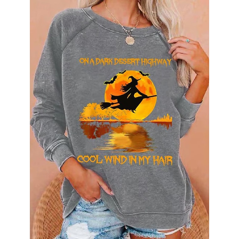 Halloween Women's Pullover Sweatshirt Fashion Casual Long Sleeve Crew Neck Regular Tops Casual Print Black Yellow Red Blue Orange Summer Spring Fall2