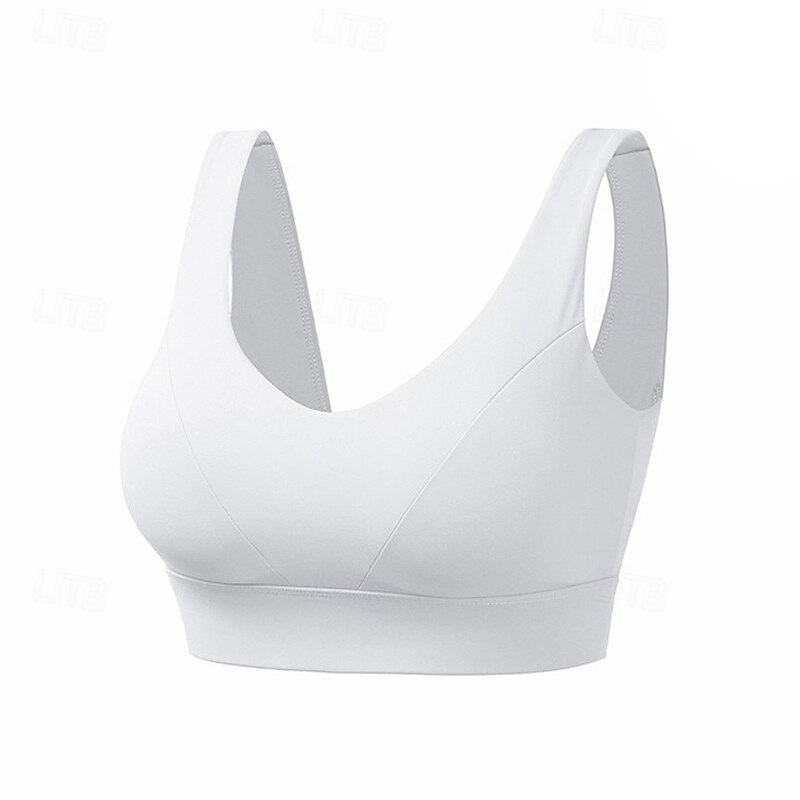 Women's Sports Bra Underwear High Supports Breathable Wireless Padded Solid / Plain Color Sport Activewear White Blue Gym Fitness Yoga2