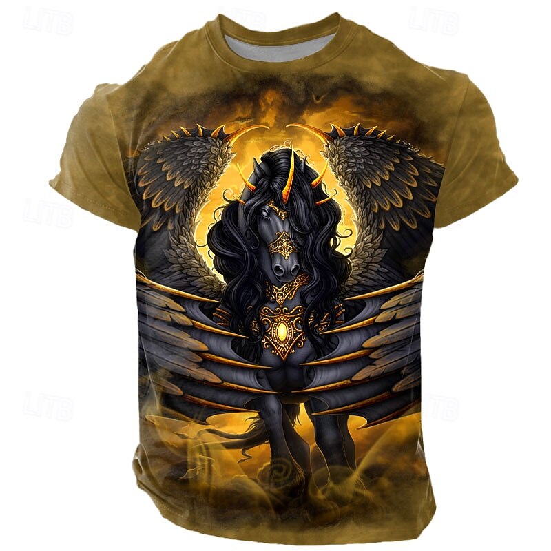 Halloween Men's Sarah Richter Unicorn T Shirt Short Sleeve T shirt 3D Print Crew Neck Round Neck Shirt Exaggerated Designer Artistic Street Casual Daily Black Yellow Blue Summer Spring2