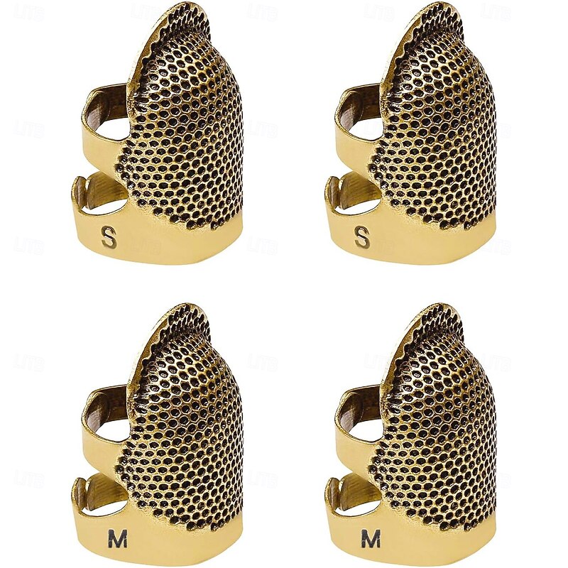 4 Pack Sewing Thimble Finger Protector Adjustable Finger Metal Shield Protector Pin Needles Sewing Quilting Craft Accessories DIY Sewing Tools Needlework(2 Sizes)