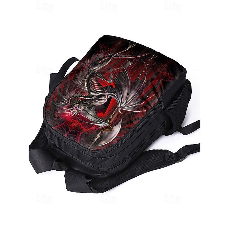 Kids' Gothic Dragon Print Backpack with Double Layer Design by Ruth Thompson– Large Capacity School Bag for Boys, Ideal for Elementary Students, Daily Use and Fantasy-Themed Events4