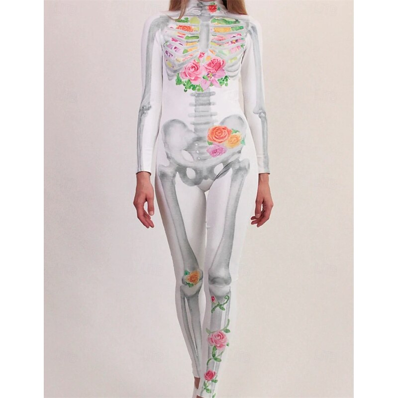 Skull Skeleton Sugar Skull Halloween Bodysuit Full Body Catsuit Scary Costume Kid's Adults' Men's Women's Boys' Halloween Carnival Day of the Dead Performance Party Club Easy Halloween Costumes Dress2