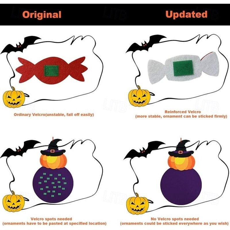 DIY Halloween Pumpkin Witch Wall Hanging Decoration Felt Nonwoven Fabric with Velcro 3D Craft Kit for Kids Fun Halloween Game and Home Decor Accessories4
