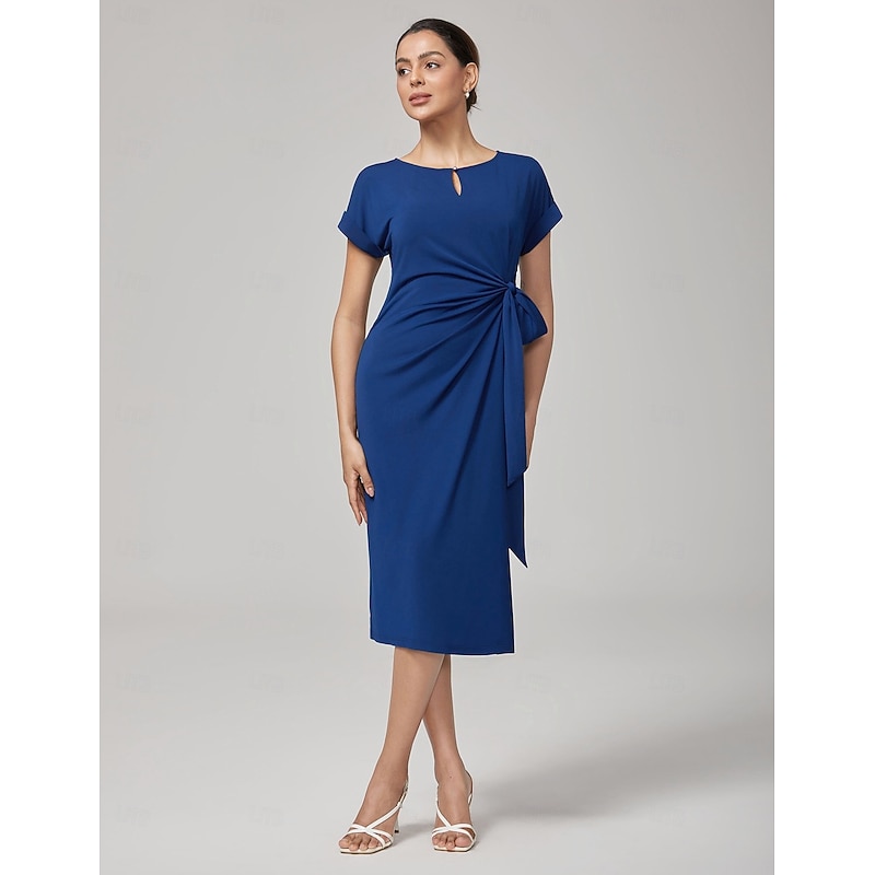 Elegant High Stretch Belted Maxi Dress