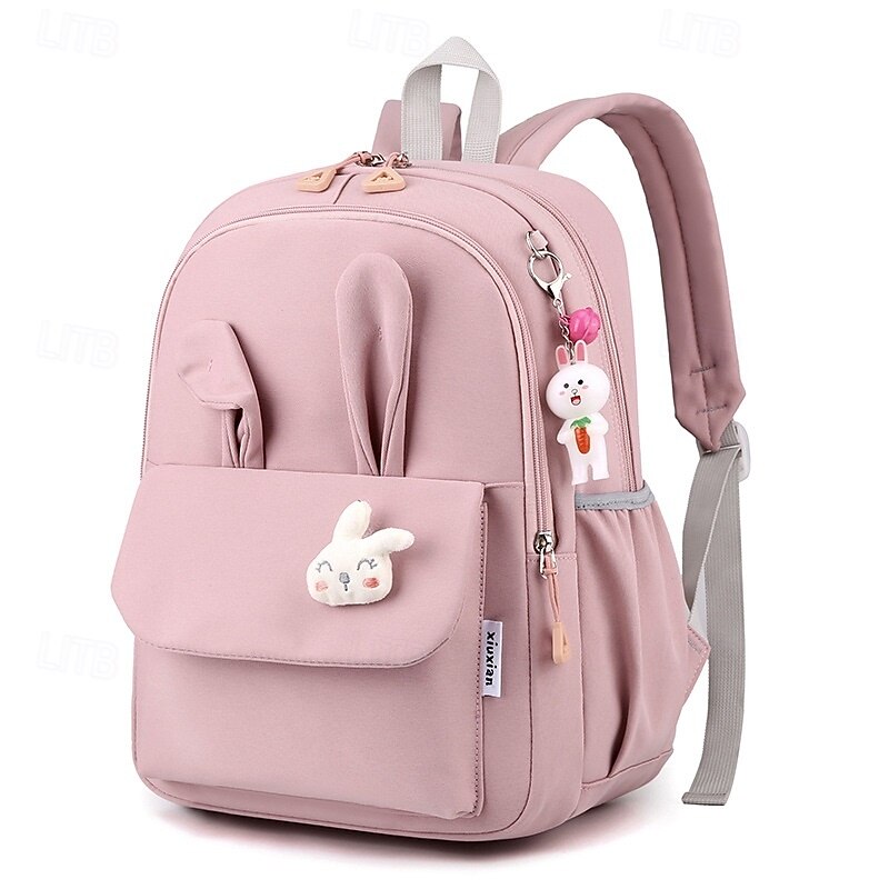 Girls Bunny Ear School Backpack with Cute Plush Keychain – Lightweight Waterproof Bookbag for Elementary and Middle School Students2