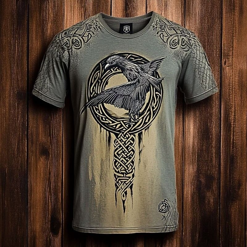 Men's Tee Short Sleeve Shirt Tee Top Short Sleeve Crew Neck Summer Fall Graphic Fashion Designer Retro Vintage Print Vacation Street Going out Black Orange Gray Top Tee for Men3