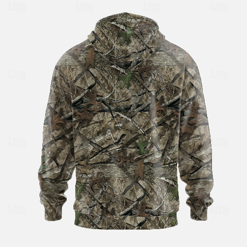 Men's Camouflage Hoodies Sweatshirt Ethnic Casual Long Sleeve Crew Neck Holiday Hunting Red Green Drawstring Fall Winter Designer2
